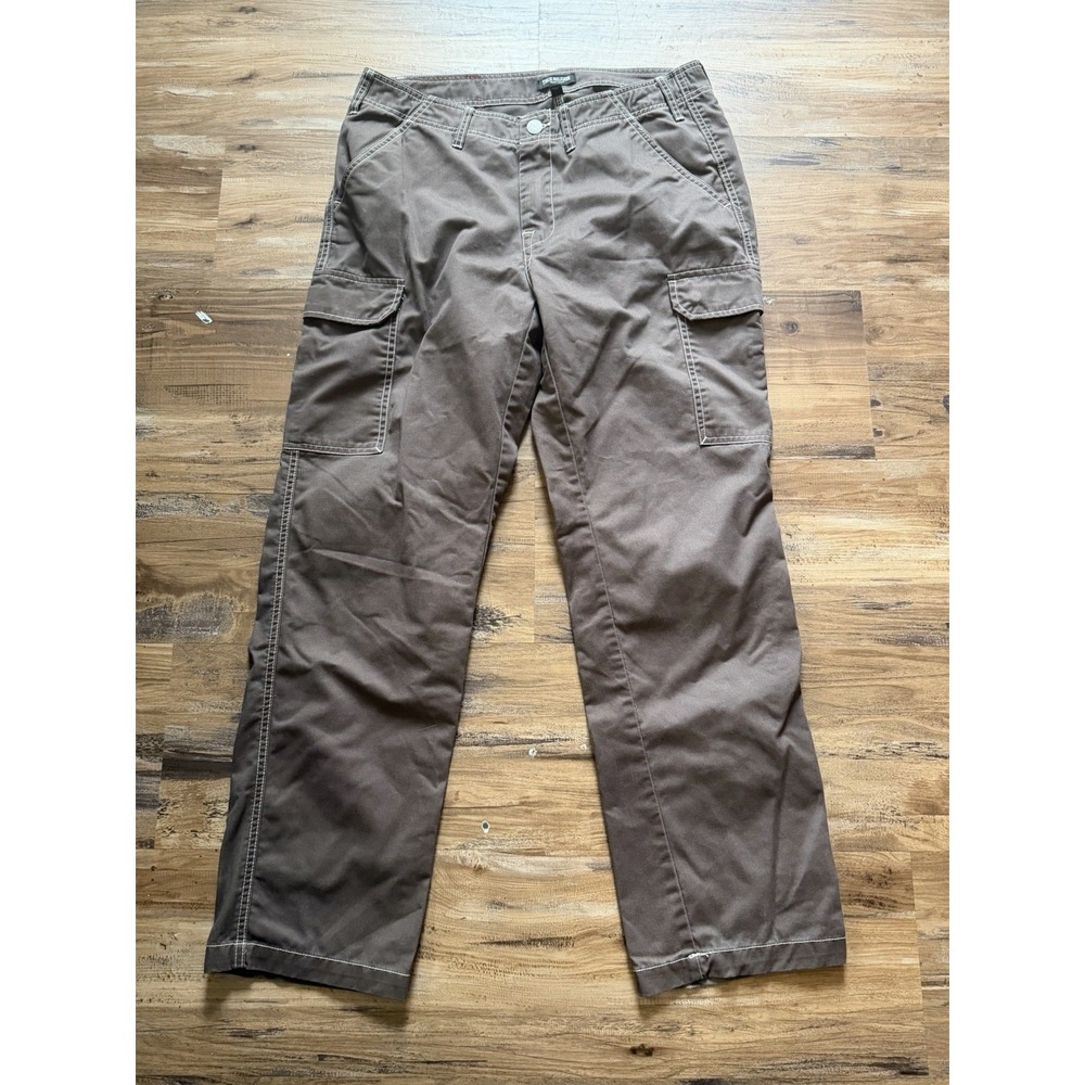 True Religion Men's Cargo Pants Brown with White Stitch Skater Size 34 Waist